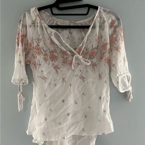 Lucky Brand Floral White and Rose Women's Top